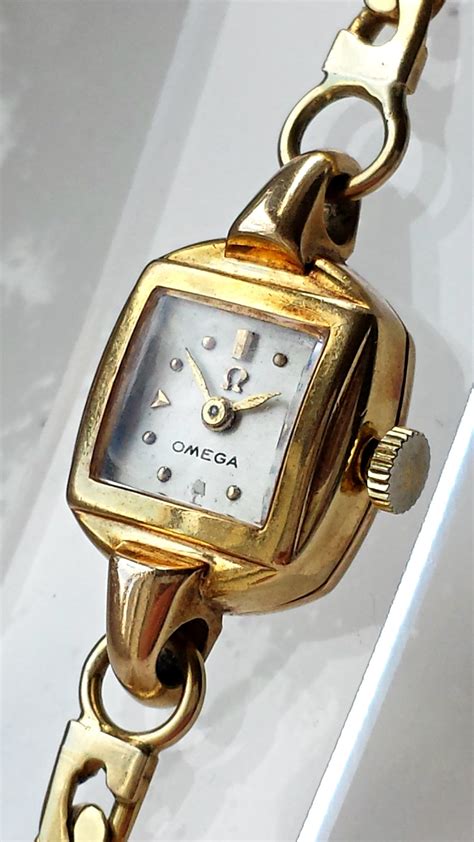 omega gold womens watch vintage|vintage omega solid gold watch.